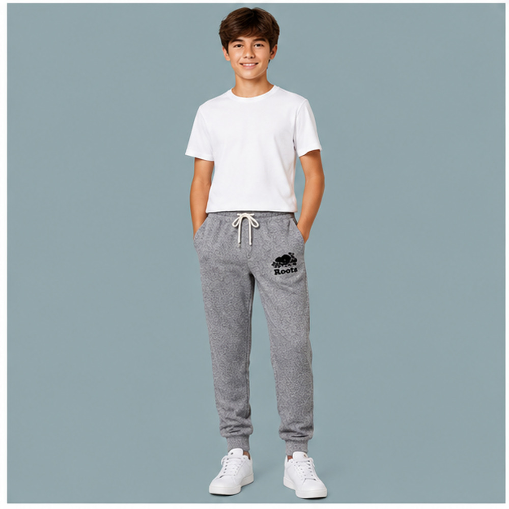 Roots Kids Size 14 Gray Heather Solid Straight Leg Drawstring Cotton Sweatpants